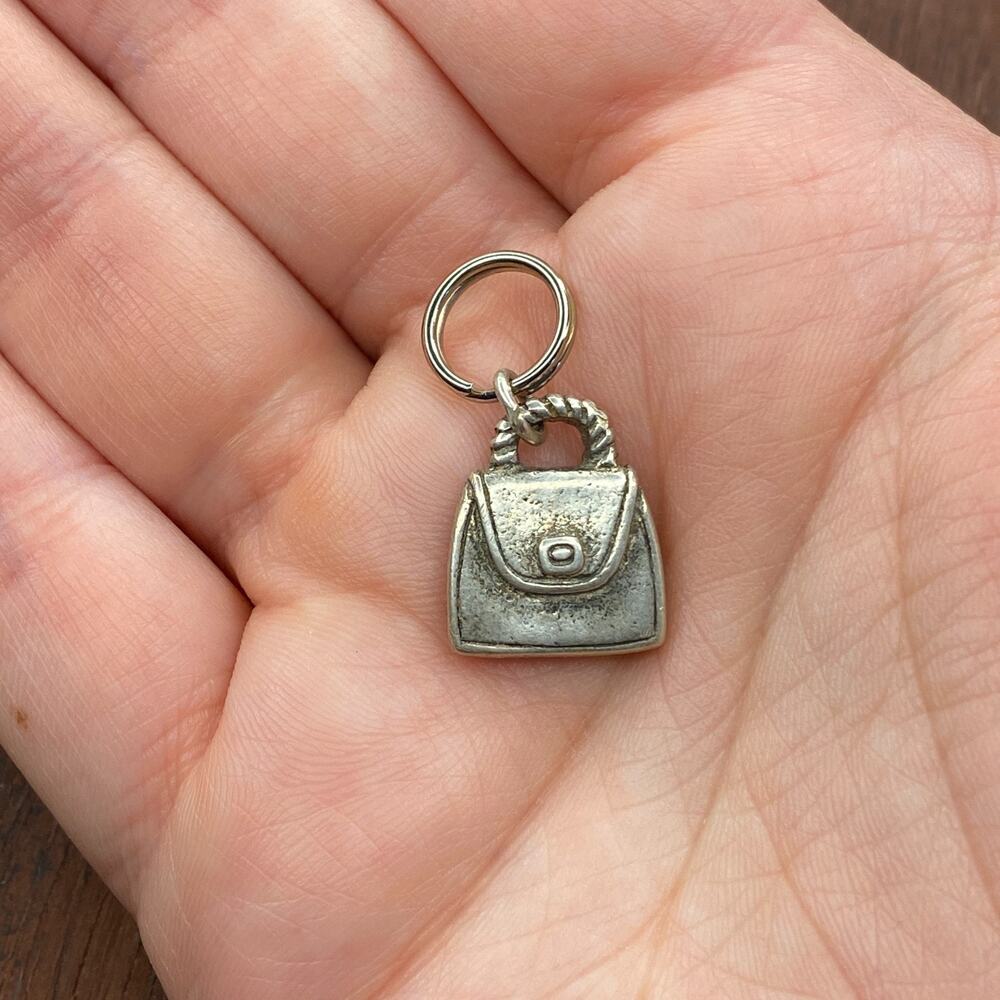 Vintage 925 Sterling Silver Purse Handbag 2D Pendant Bracelet Charm